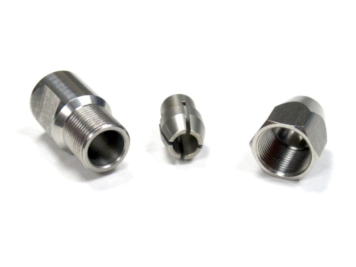 (image for) Flex Collet for 8mm Un-Thread Motor Shaft to 1/4" Cable Shaft