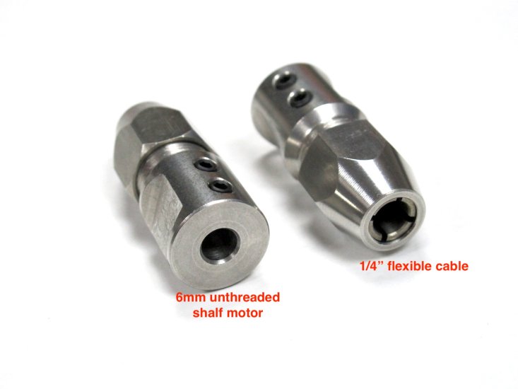 (image for) Flex Collet for 6mm to 1/4" Cable Shaft Dual Motor Setup