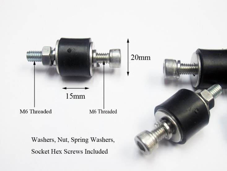 (image for) Gas Engine Rubber Isolators 20mm x 15mm M6 x 4 Units