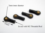 (image for) Black Plastic Ball Joints x 4 unit for M2 Threaded Rod