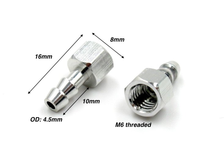 (image for) M6 Threaded Aluminum Water Nipples