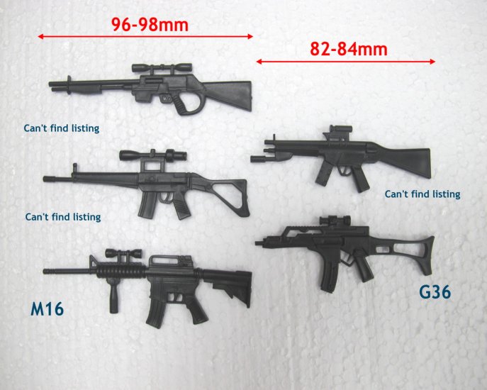 (image for) 1:10 Scale ABS Machine Guns 5 Pack O-Type