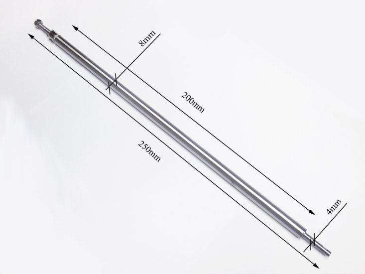 (image for) 4mm Straight Shaft 250mm Long with Shaft Casing and Bearings