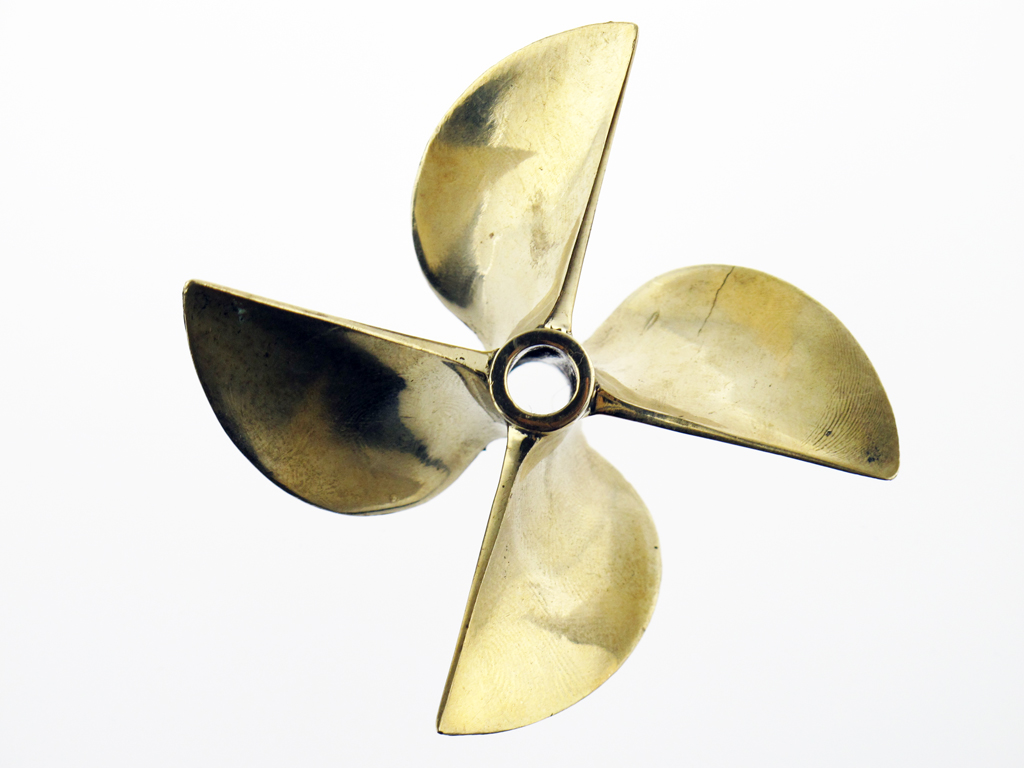 (image for) 67mm Diameter 4 Blade Cast Copper Propeller for 1/4" Shaft