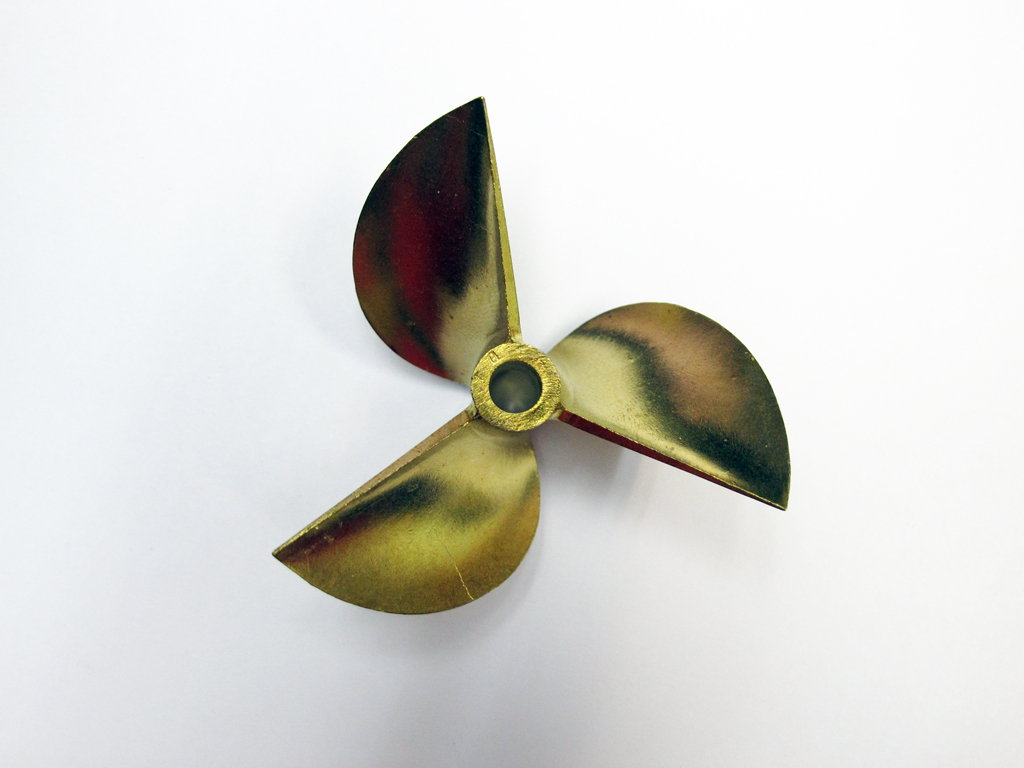 (image for) 70mm Diameter 3 Blade Cast Copper Propellor for 1/4" Shaft