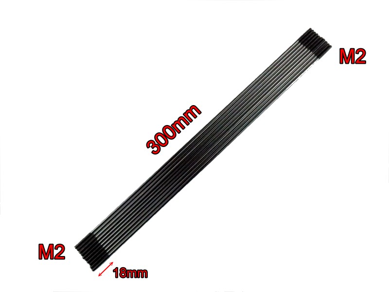 (image for) M2 Threaded (Both Ends) Stainless Steel Push Rod 300mm Long