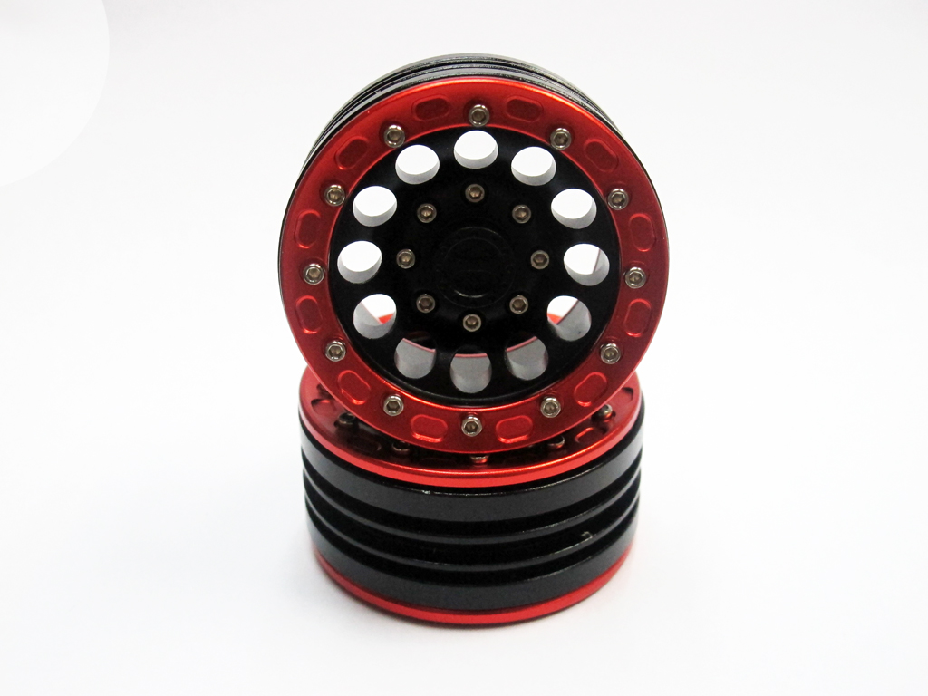 (image for) Alloy Beadlock 1.9 Wheel Rim Black Red 1:10 RC Crawlers x 2