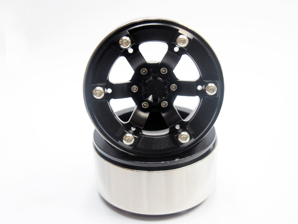 (image for) Alloy Beadlock 1.9 Wheel Rim Black 1:10 RC Crawlers x 2