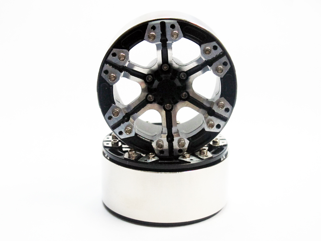 (image for) Alloy Beadlock 1.9 Wheel Rim Silver Black 1:10 RC Crawlers x 2