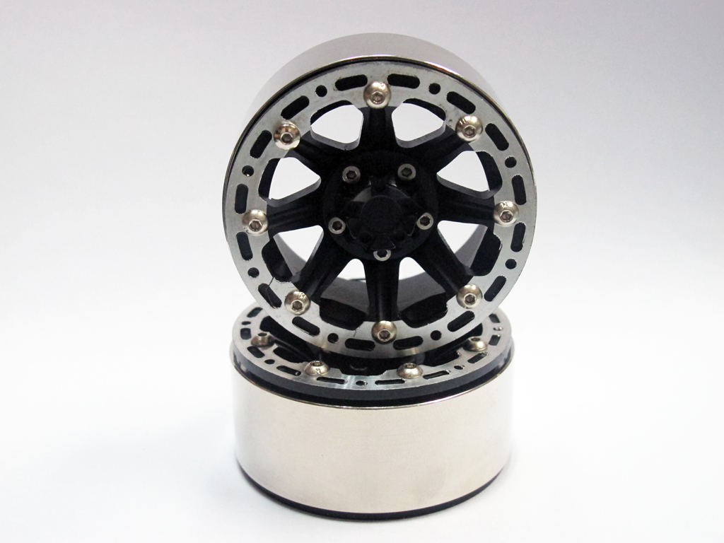 (image for) Alloy Beadlock 1.9 Wheel Rim Black Silver 1:10 RC Crawlers x 2